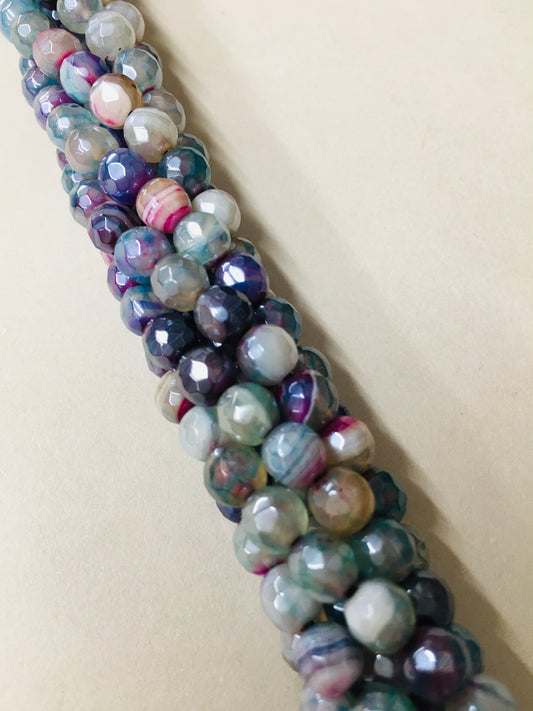 6mm Violet, Pink and Blue Agate Faceted Strand / Agata 20169