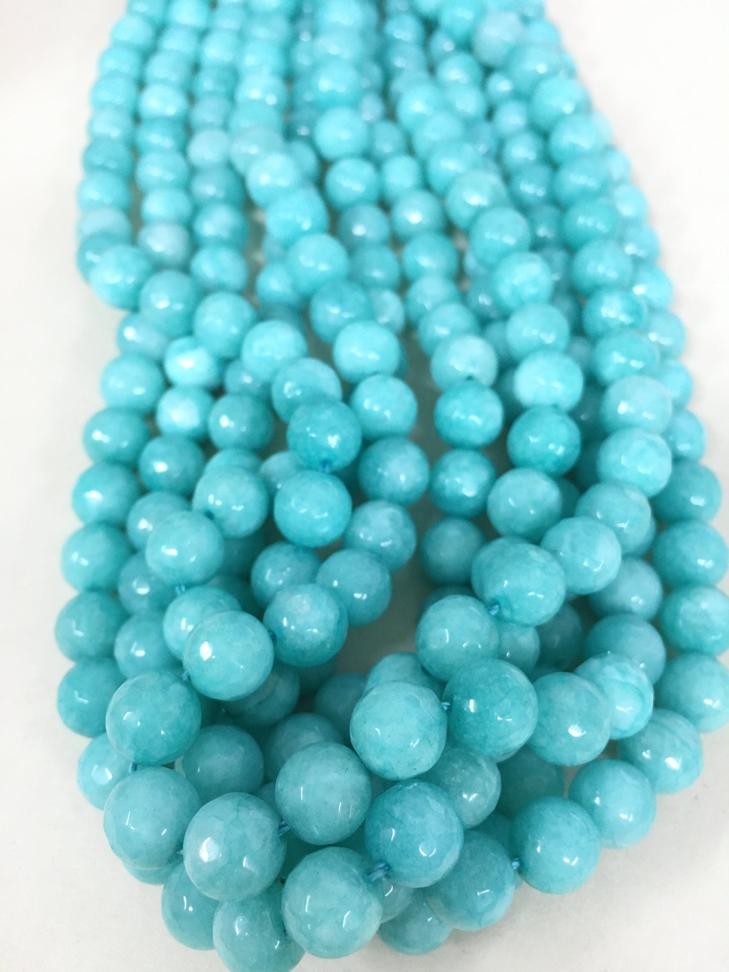 8mm Teal Jade Faceted Strand 11991