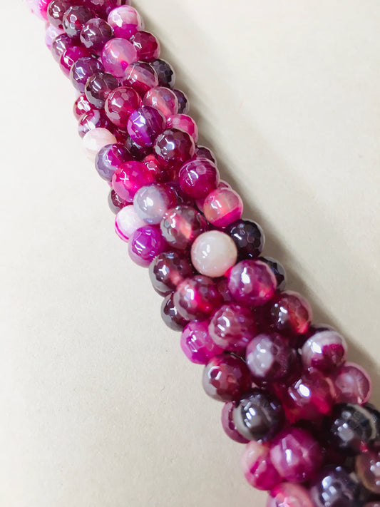 6mm Fuchsia Agate Faceted Strand / Agata 20169