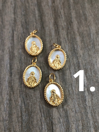 16mm Mother Of Pearl Virgen Mary/Guadalupe qty1