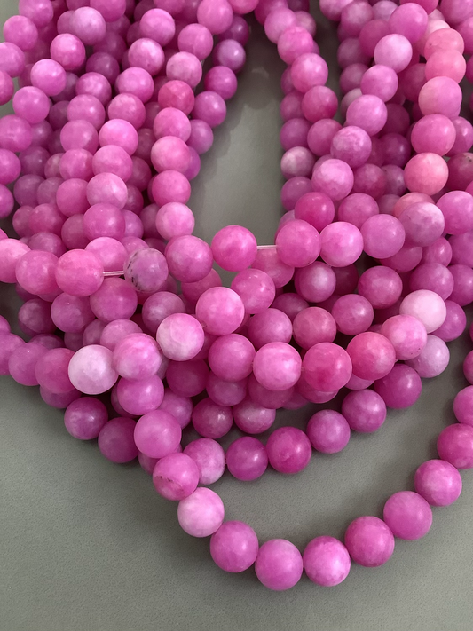 8mm Pink Jade Matte strand Qty 46 bead per strand 21760