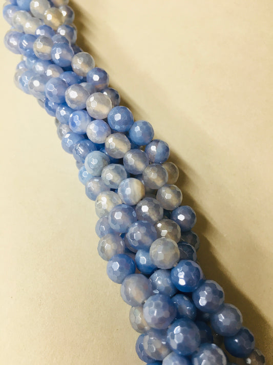 8mm Blue Agate Faceted Strand / Agata 20171