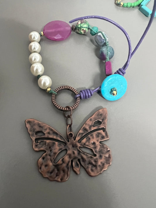 Hamm. Butterfly With Oval Vio Jade Kit Bracelet- 25829