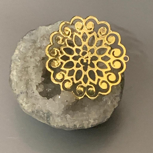 36mm Mandala with Om Qty 1 Gold Filled