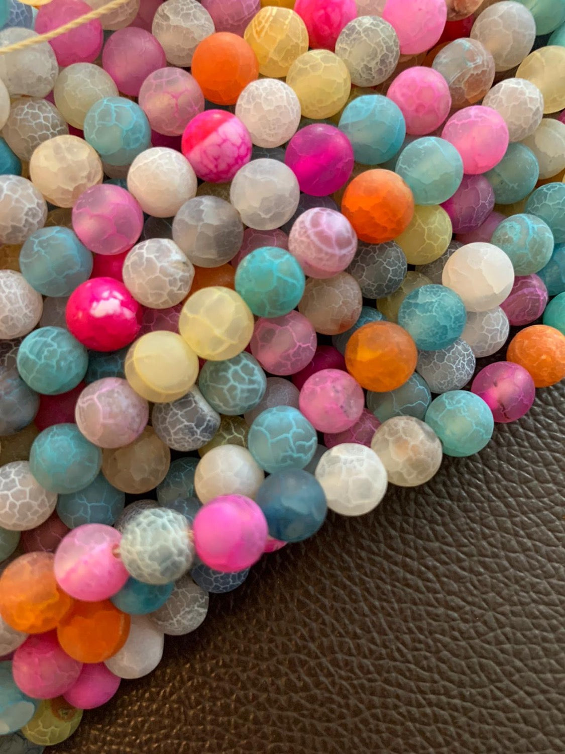 8mm Cotton Candy Mix Jade Strand Qty 45 aprox 21291