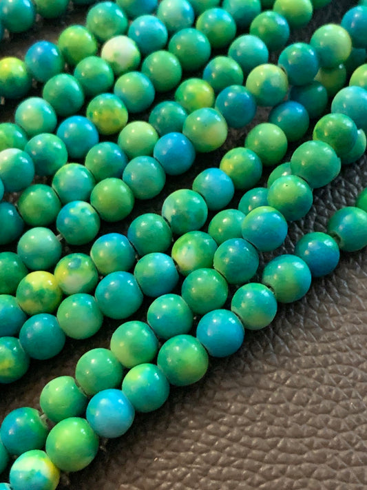 6mm Green Yellow and Blue gemstone qty 65 piece