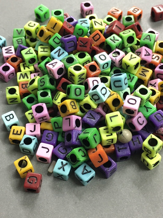 6mm Mix Square Multicolor Letter Qty 200 aprox