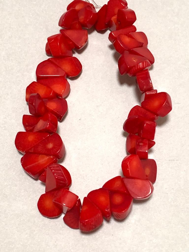 11.5mm Irregular Red Coral Strand