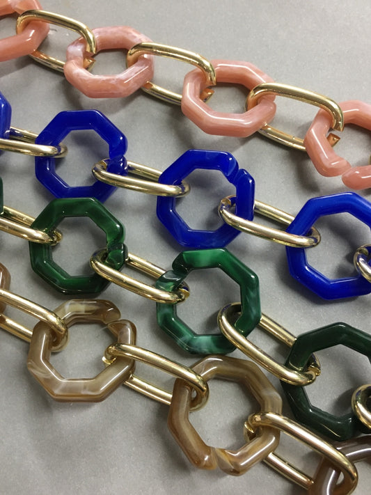 16inch long Hexagon Chain different color / Cadena Acrilico 21019