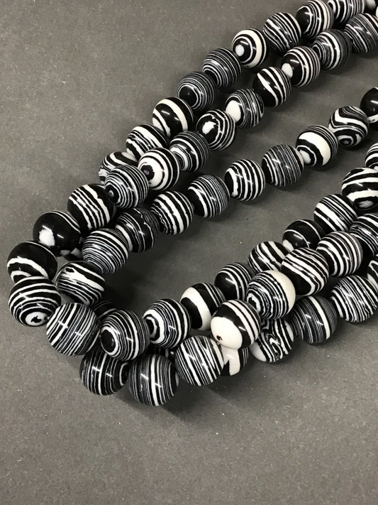 12mm Black and White Agate / Agata 9594