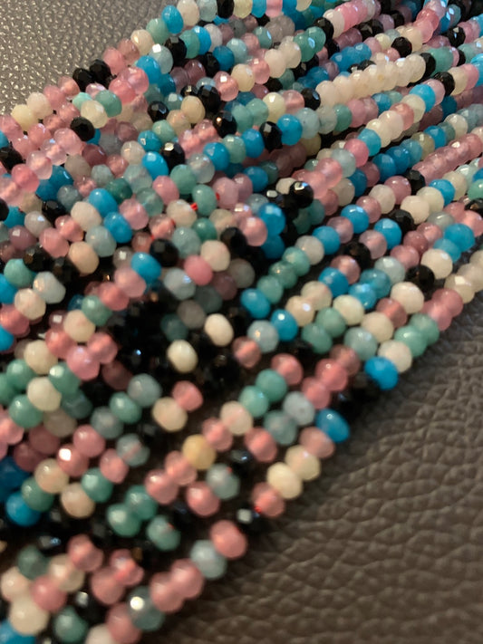 4x2mm Color With Gemstone Rondelle Strand 20809