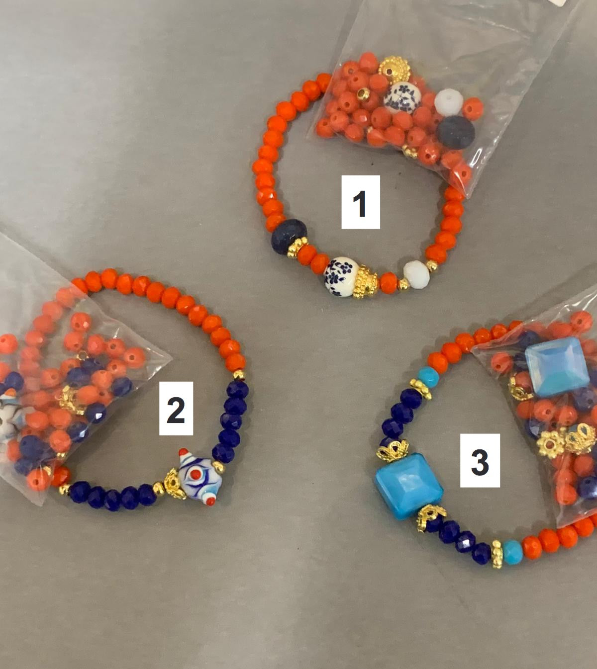 Tangerie and Blue Bracelet Kit / Materiales Pulsera