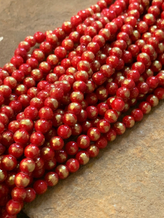 4mm Red Gemstone with Gold qty 92 piece aprox 20800