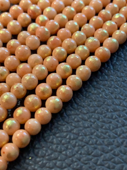 4mm Peach Gemstone with Gold qty 92 piece aprox