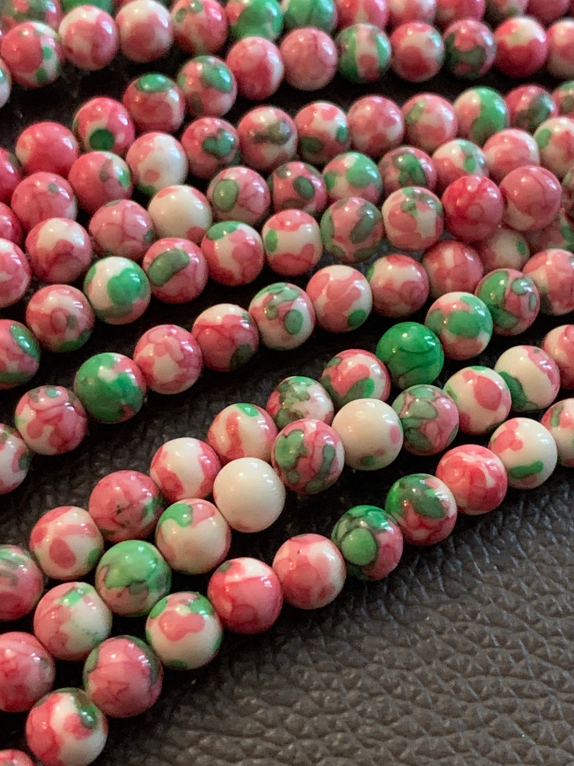 6mm Pink and Green Gemstone qty 65 piece 20810
