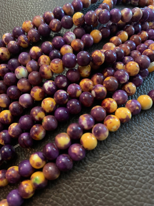 6mm Violet and Yellow Gemstone qty 65 piece