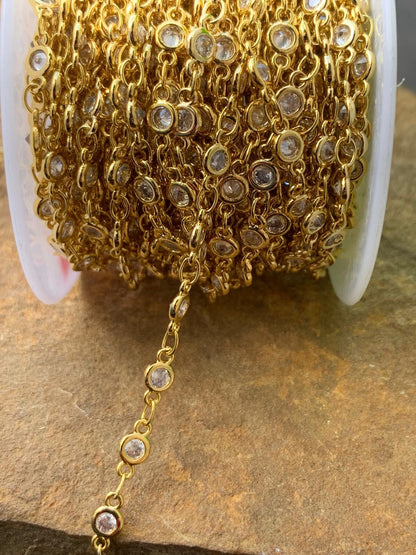 Zirconia round clear chain per feet 21061