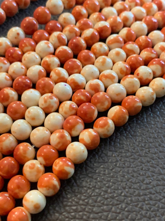 6mm Cream and Orange Gemstone qty 65 piece