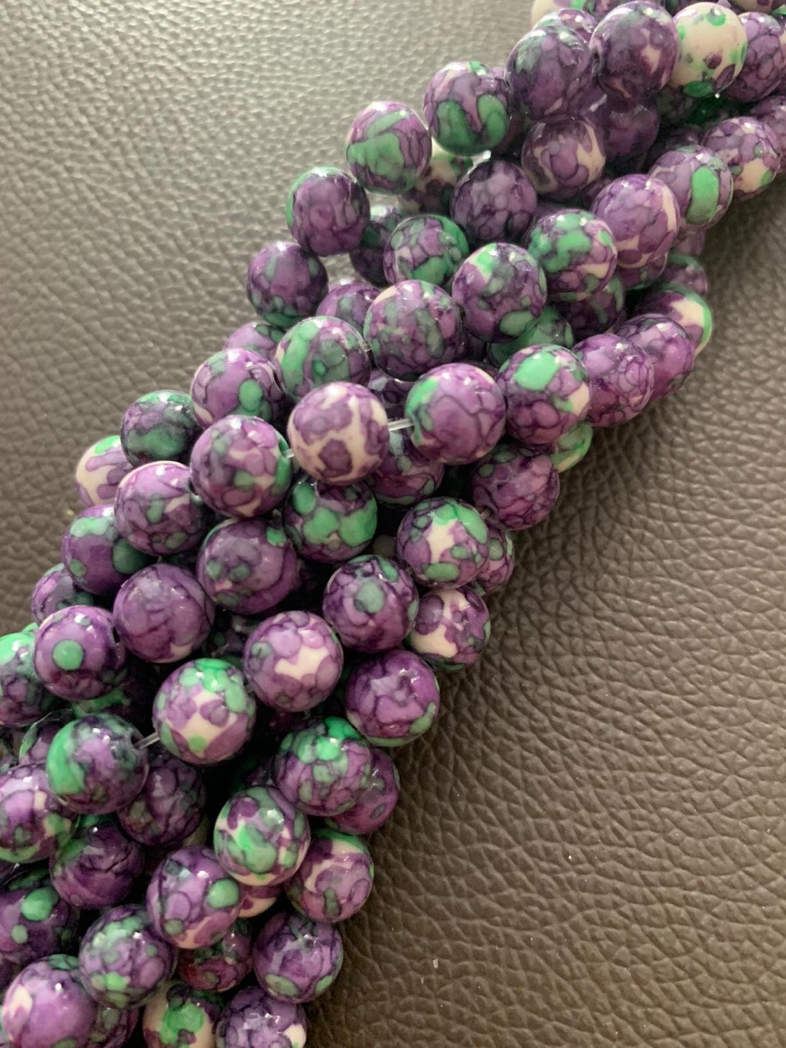 8mm Jade Violet and Green Qty 48 beads