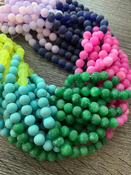 8mm Mixed Jade Strand different color Qty 45 aprox 21289