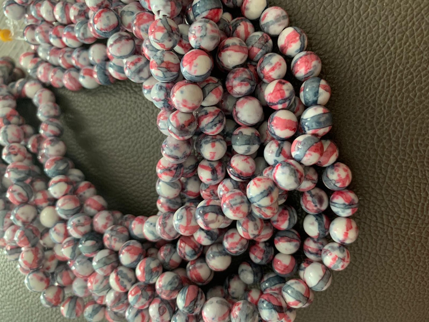 8mm Jade Blue and pink qty 48 beads 20696