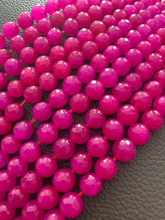 8mm Magenta Jade Strand Qy 45 Beads