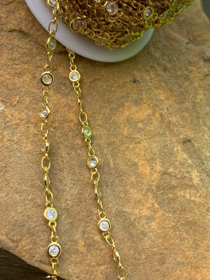 Zirconia round clear chain per feet 21061