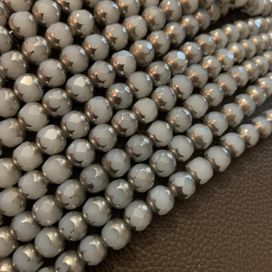 8mm round faceted with silver Qty 40 piece 20820