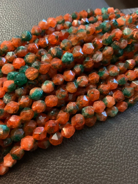 8mm Orange and Green Multi Cut Gemstone Qty 47 piece aprox 20808