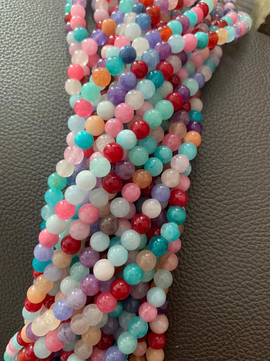 6mm Multicolor Jade Qty 62 beads 20684