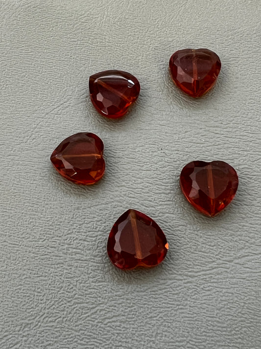 15mm Faceted Cristal Heart Qty5 - 25447