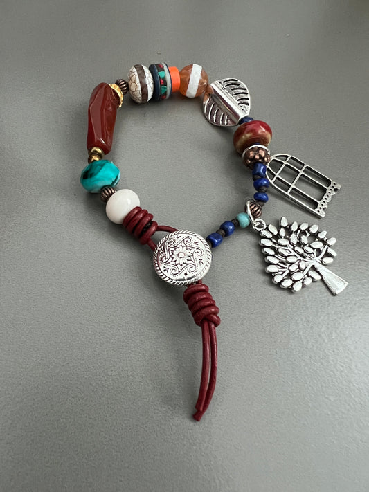 Kit Bracelet Silver Leaf & Wine 25582